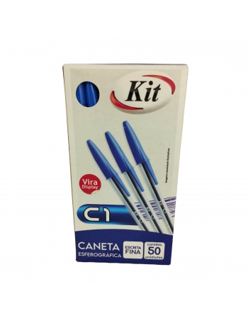 Caneta Esferográfica Azul Ponta Fina 07mm C1 - KIT