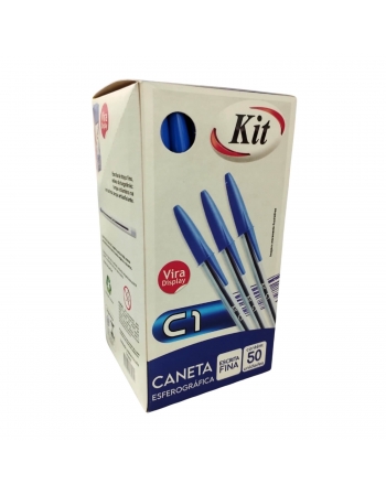 Caneta Esferográfica Azul Ponta Fina 07mm C1 - KIT
