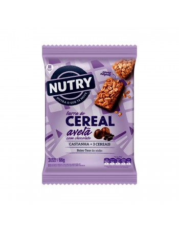 Barra De Cereais Nutry Avelã E Chocolate - Nutrimental - Caixeta Com 3 Unidades De 22G