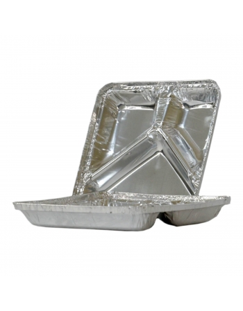 Bandeja de Alumínio Rasa com 3 Divisórias 1000mL (T-67R) - TÉRMICA
