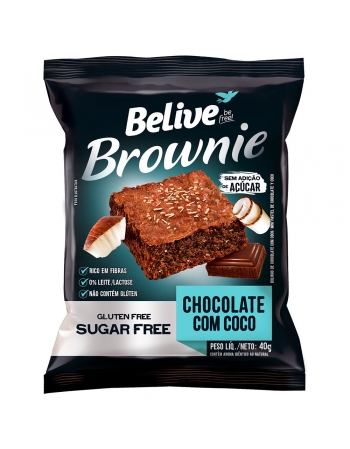 Brownie Chocolate E Coco - Belive - Display Com 10 Unidades De 40G